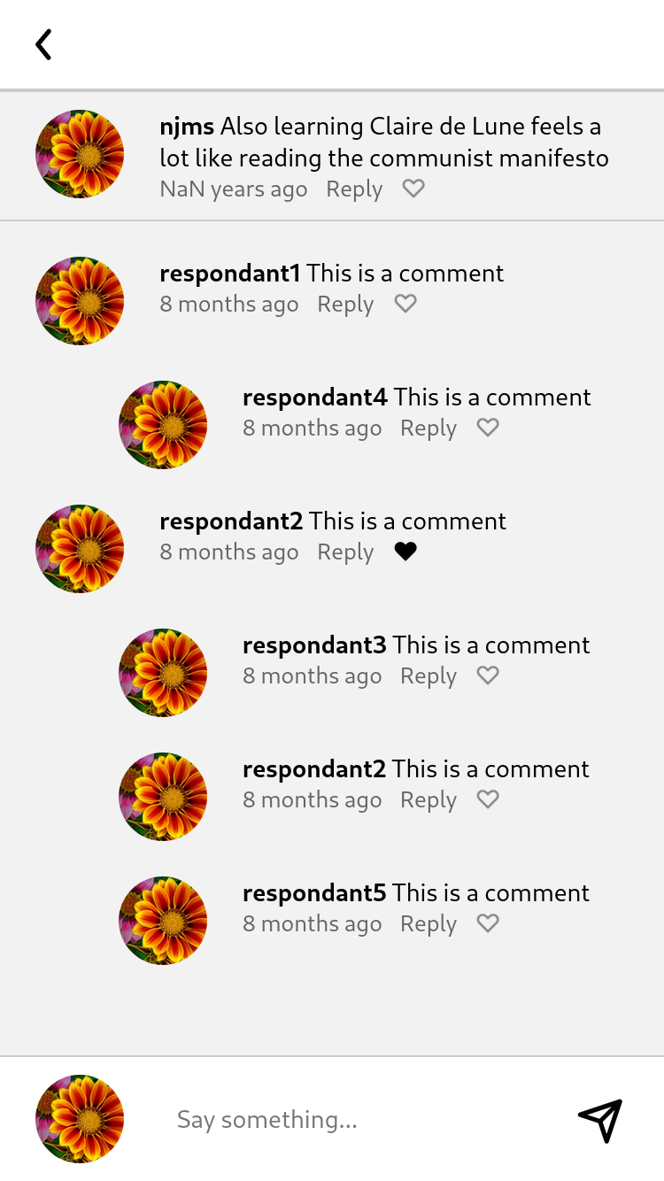 A screenshot of the comments page
