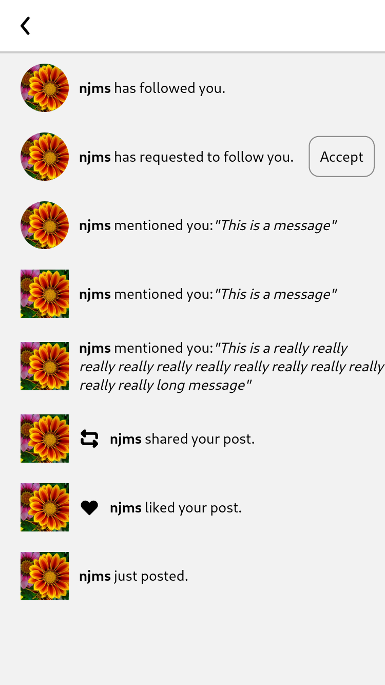 A screenshot of the notifications page